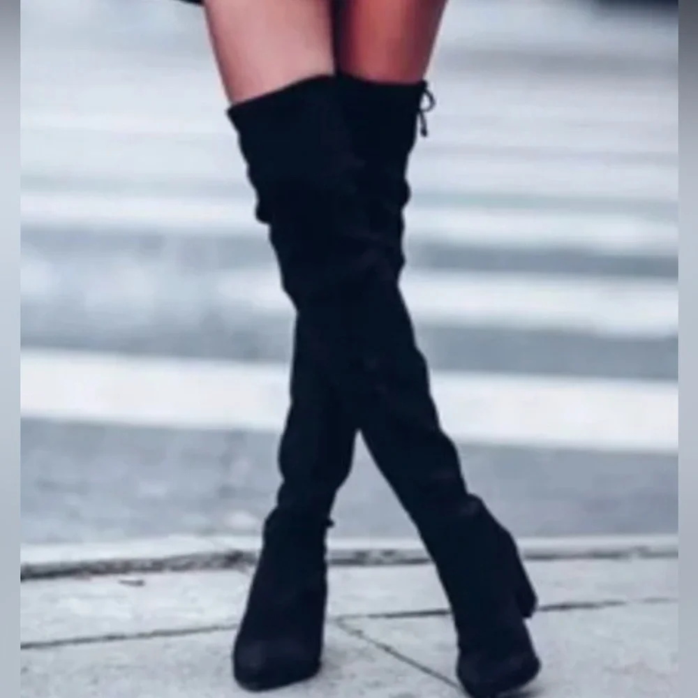 Stuart Weitzman Black Over-the-Knee Leather Boots - Picture 9 of 9